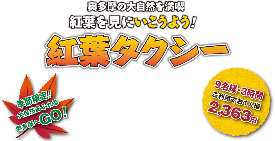 奥多摩の大自然を満喫 紅葉を見にいこうよう！紅葉タクシー 